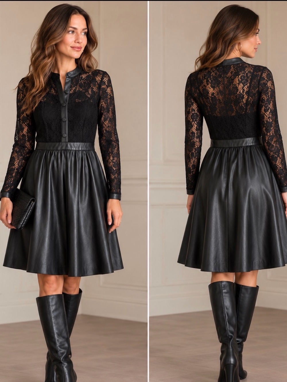 Boston Proper Lace Faux Leather Dress 6 NWT Whimsigoth Dark Coquette